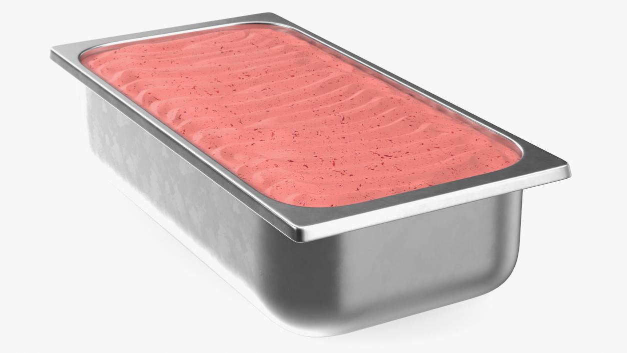 3D Strawberry Ice Cream Tray Untouched Surface model