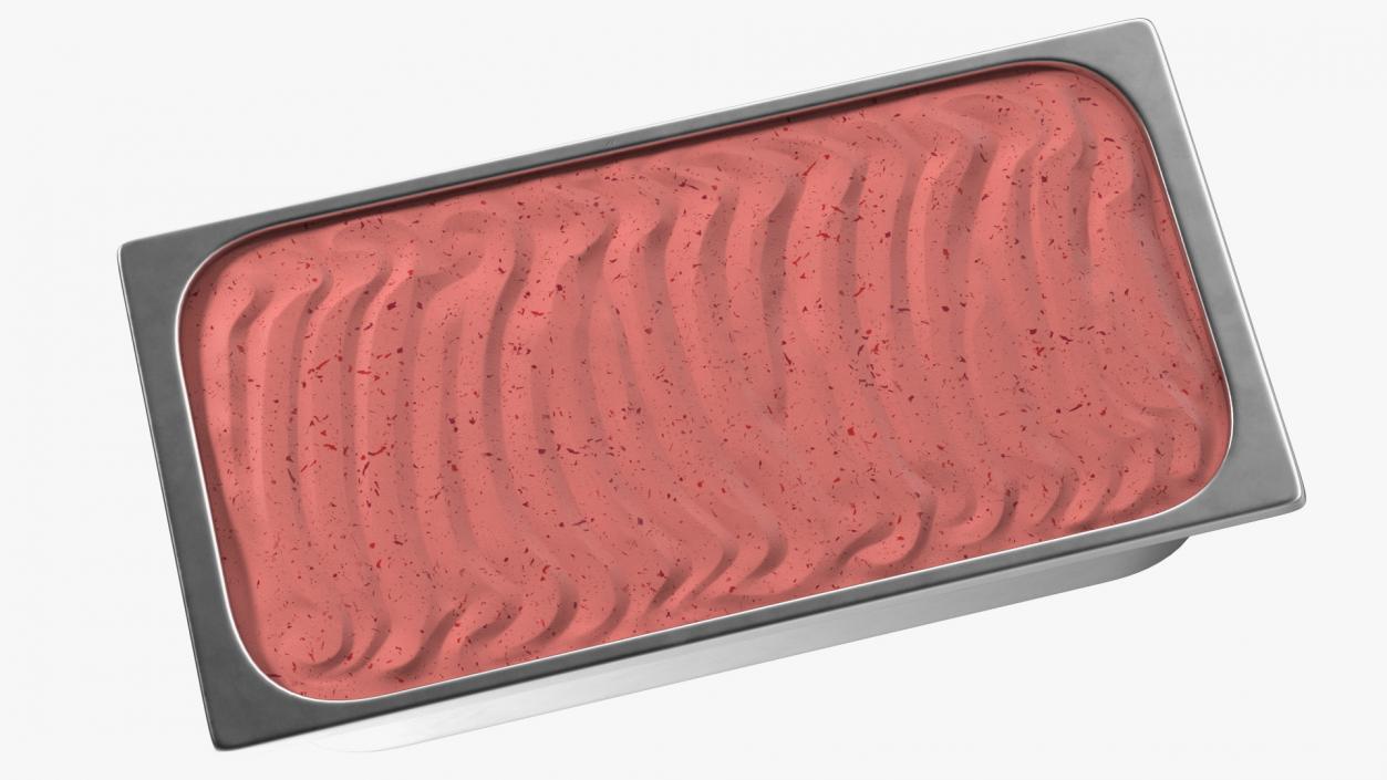 3D Strawberry Ice Cream Tray Untouched Surface model