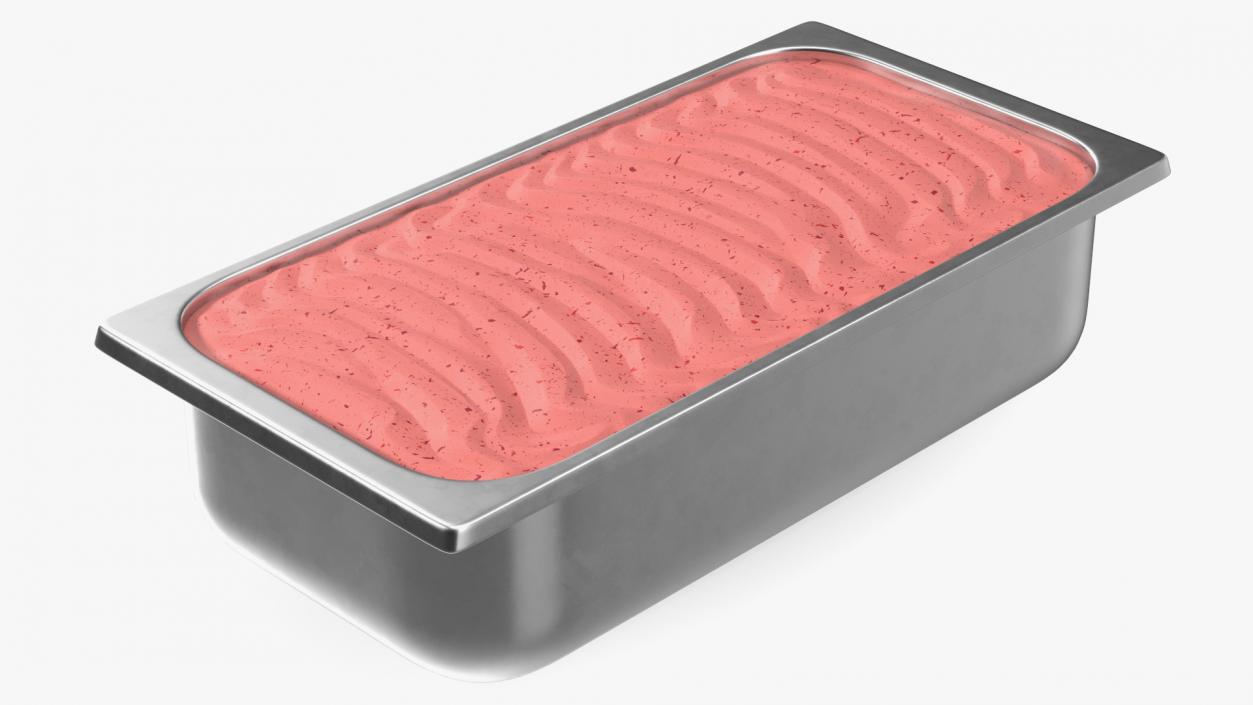 3D Strawberry Ice Cream Tray Untouched Surface model