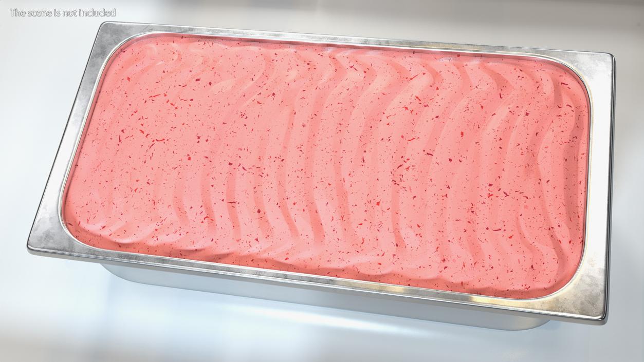 3D Strawberry Ice Cream Tray Untouched Surface model