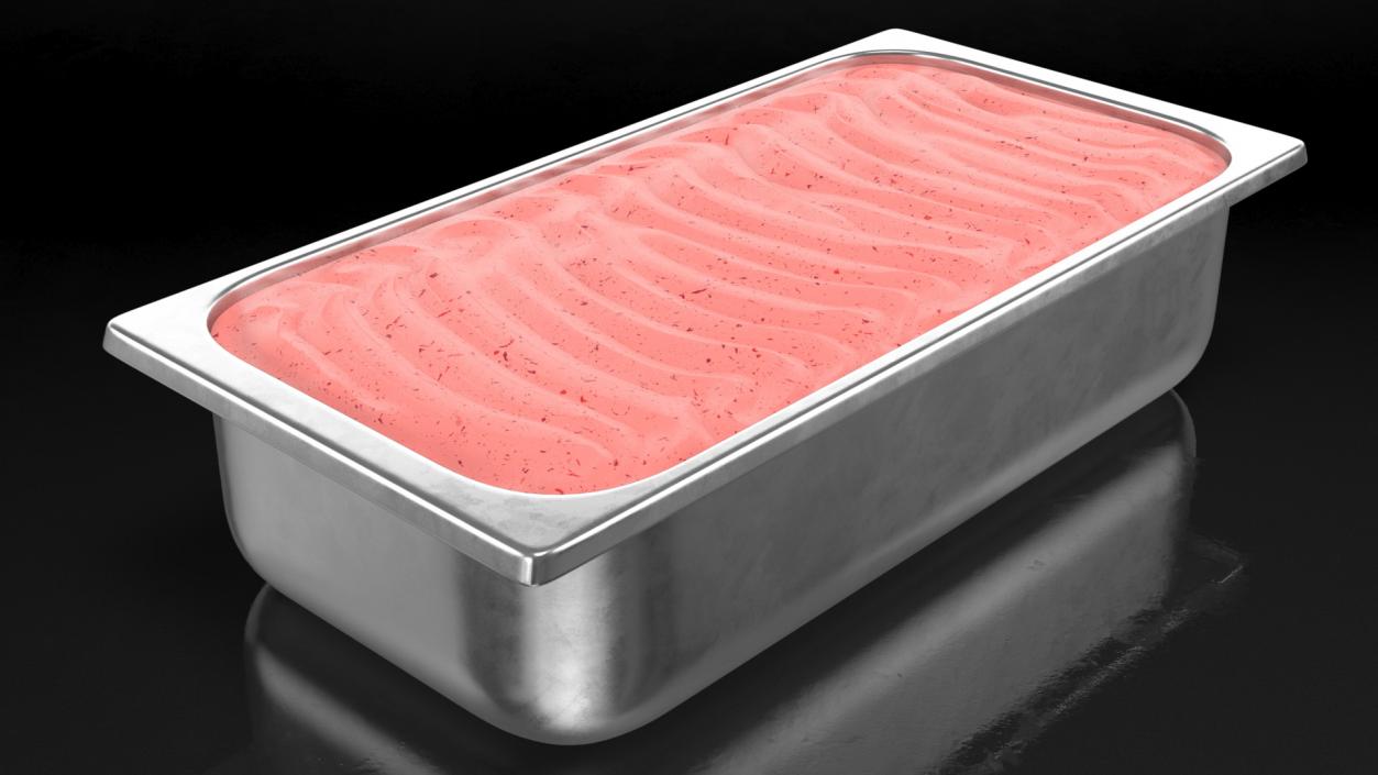 3D Strawberry Ice Cream Tray Untouched Surface model