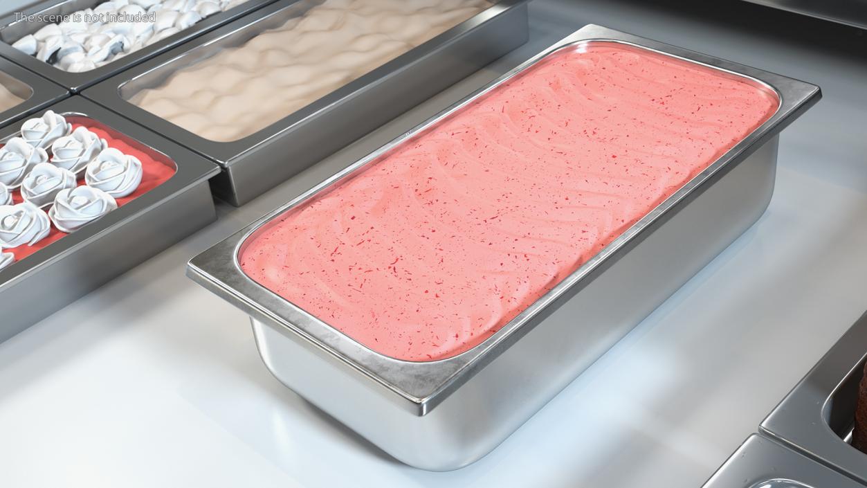 3D Strawberry Ice Cream Tray Untouched Surface model