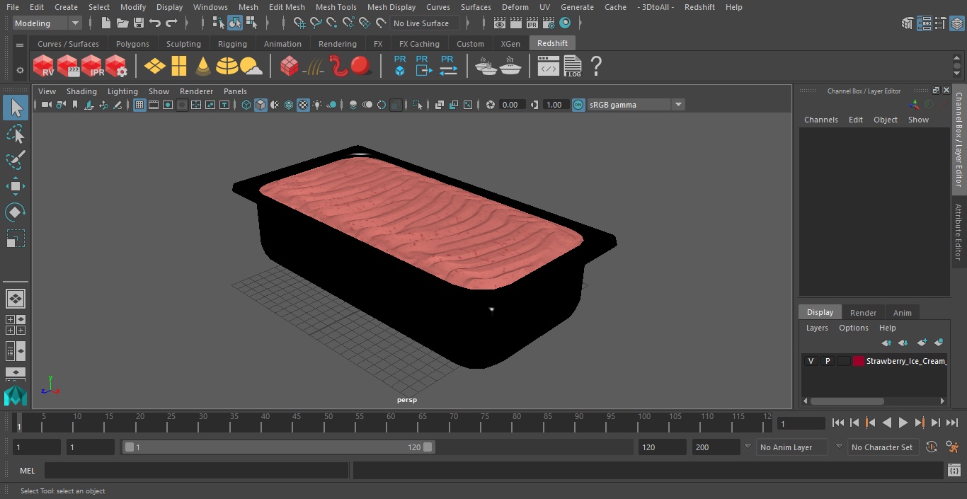 3D Strawberry Ice Cream Tray Untouched Surface model