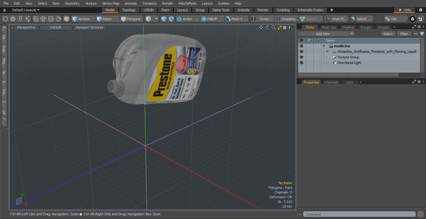 Waterline Antifreeze Prestone with Flowing Liquid 3D model