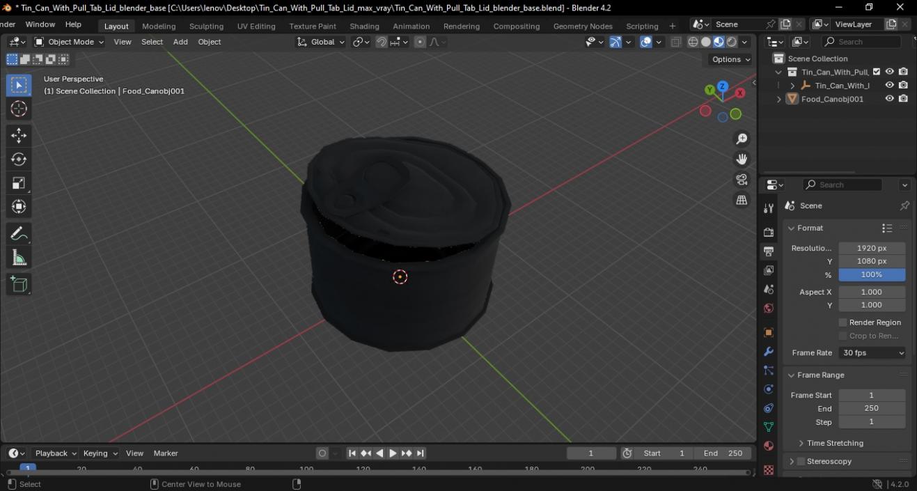 3D model Tin Can With Pull Tab Lid