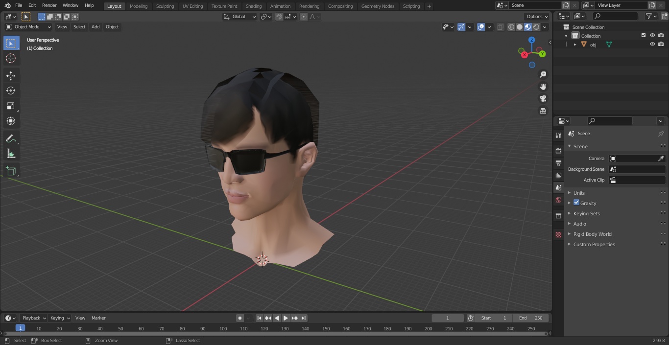 3D model Head with Glasses Chinese Schoolboy