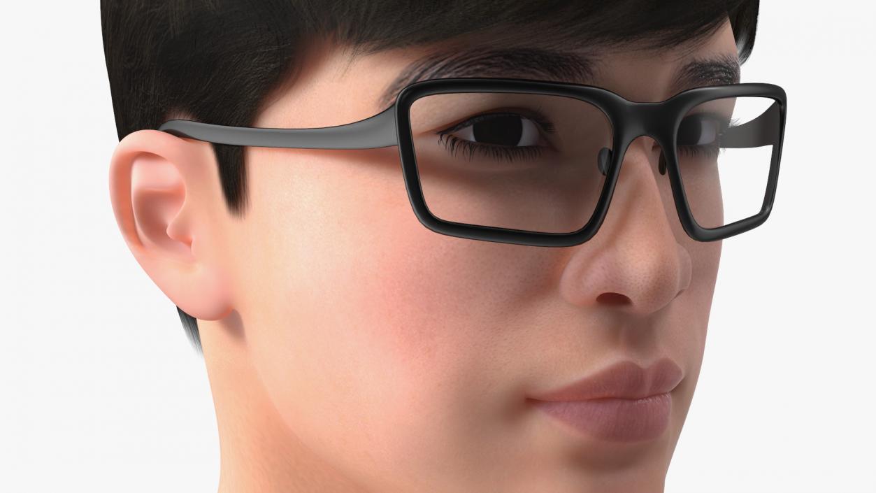 3D model Head with Glasses Chinese Schoolboy