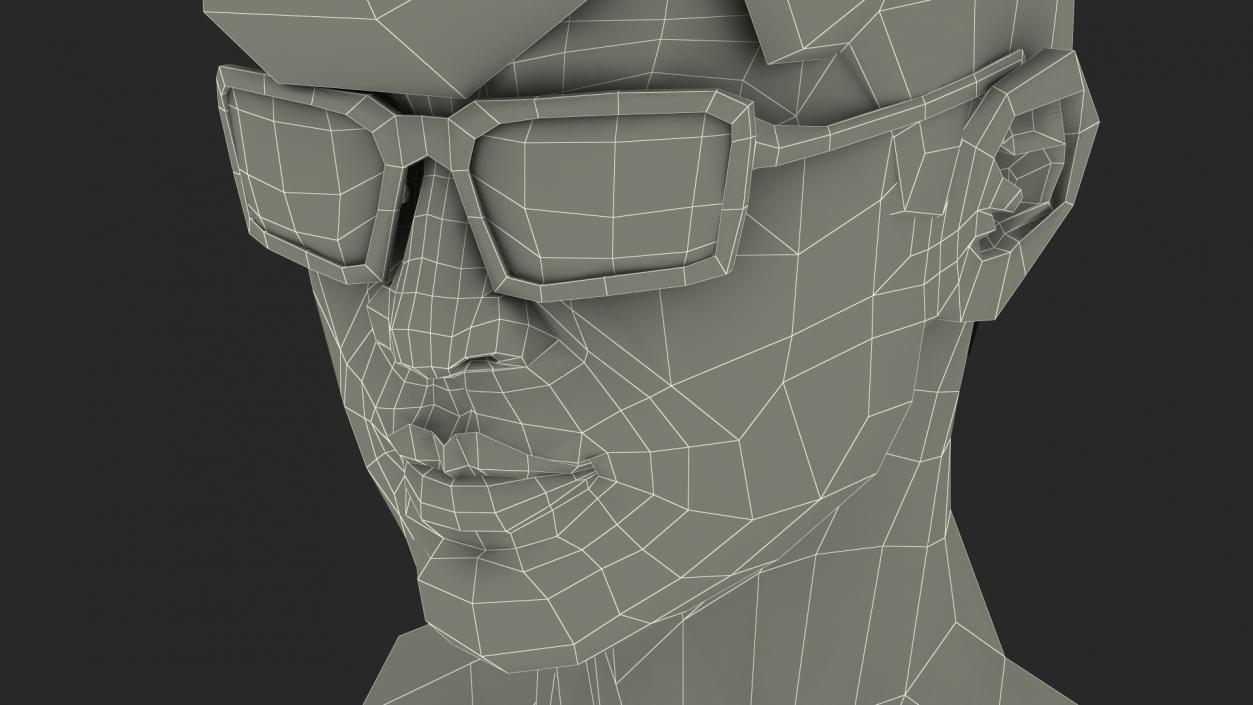 3D model Head with Glasses Chinese Schoolboy