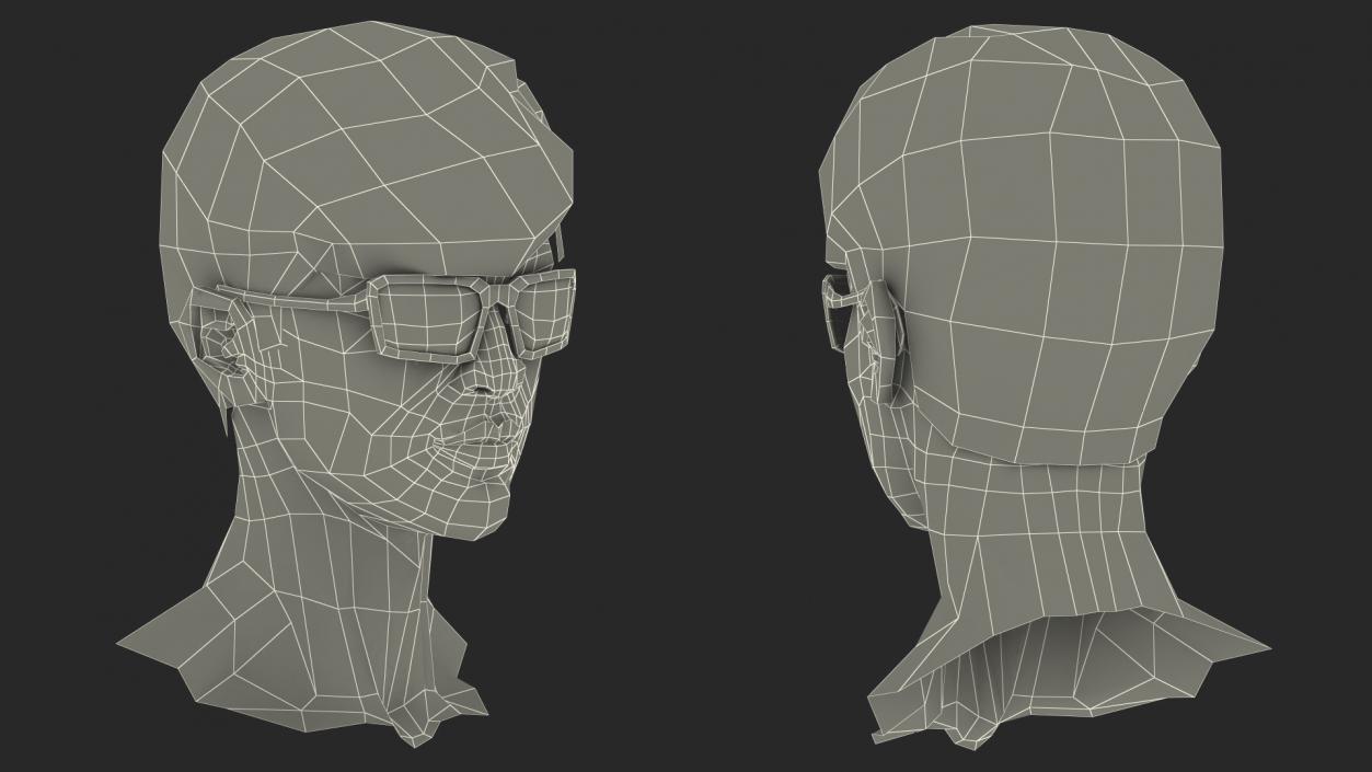 3D model Head with Glasses Chinese Schoolboy