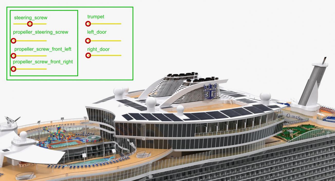 3D Cruise Ship Oasis of the Seas Rigged