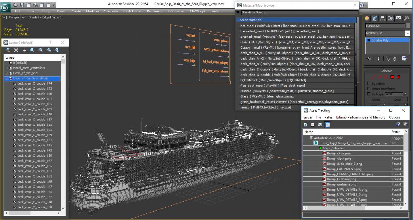 3D Cruise Ship Oasis of the Seas Rigged