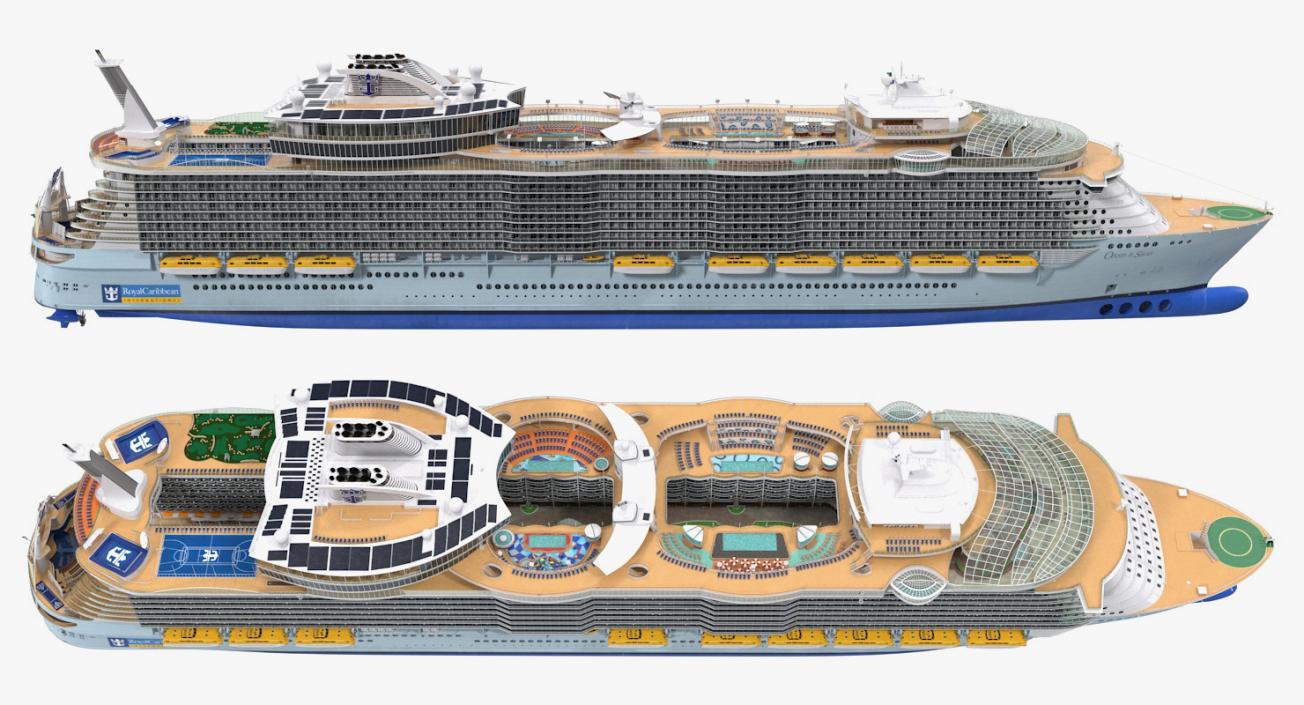 3D Cruise Ship Oasis of the Seas Rigged