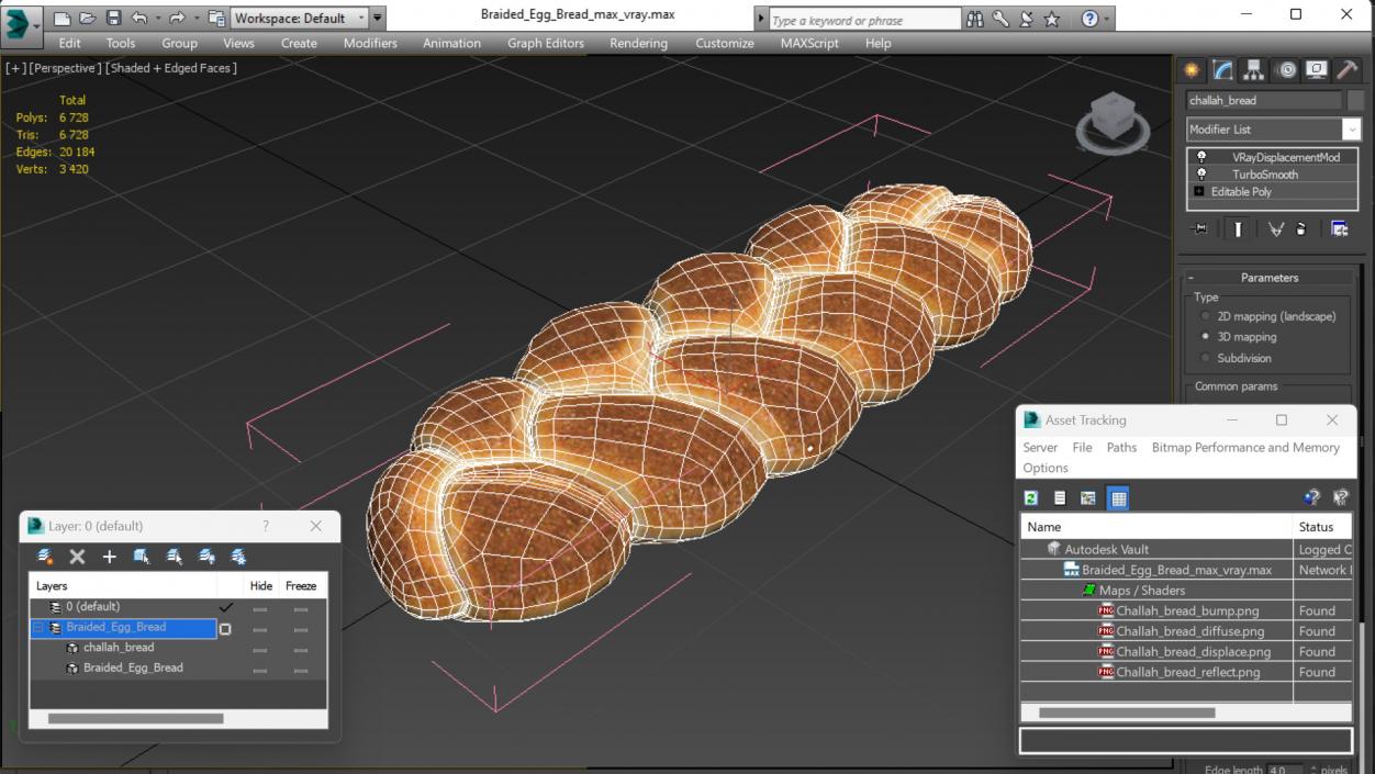 Braided Egg Bread 3D