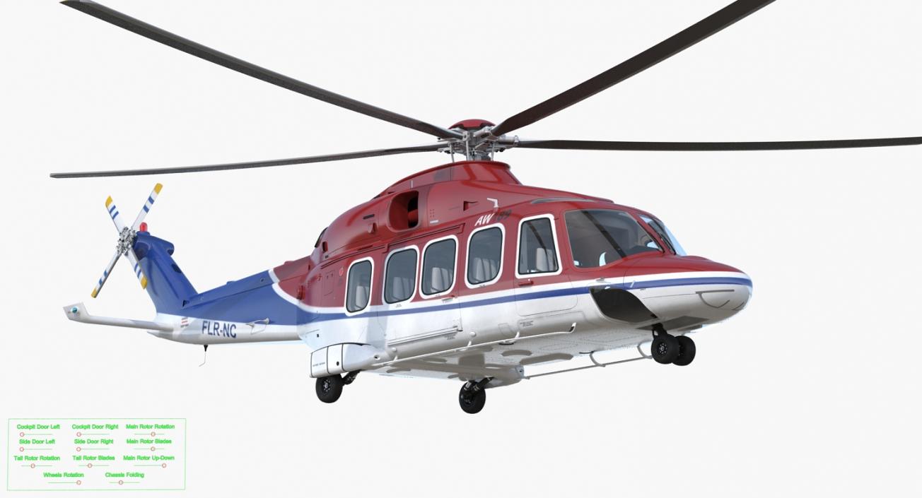 3D Agusta Westland AW189 Rigged model