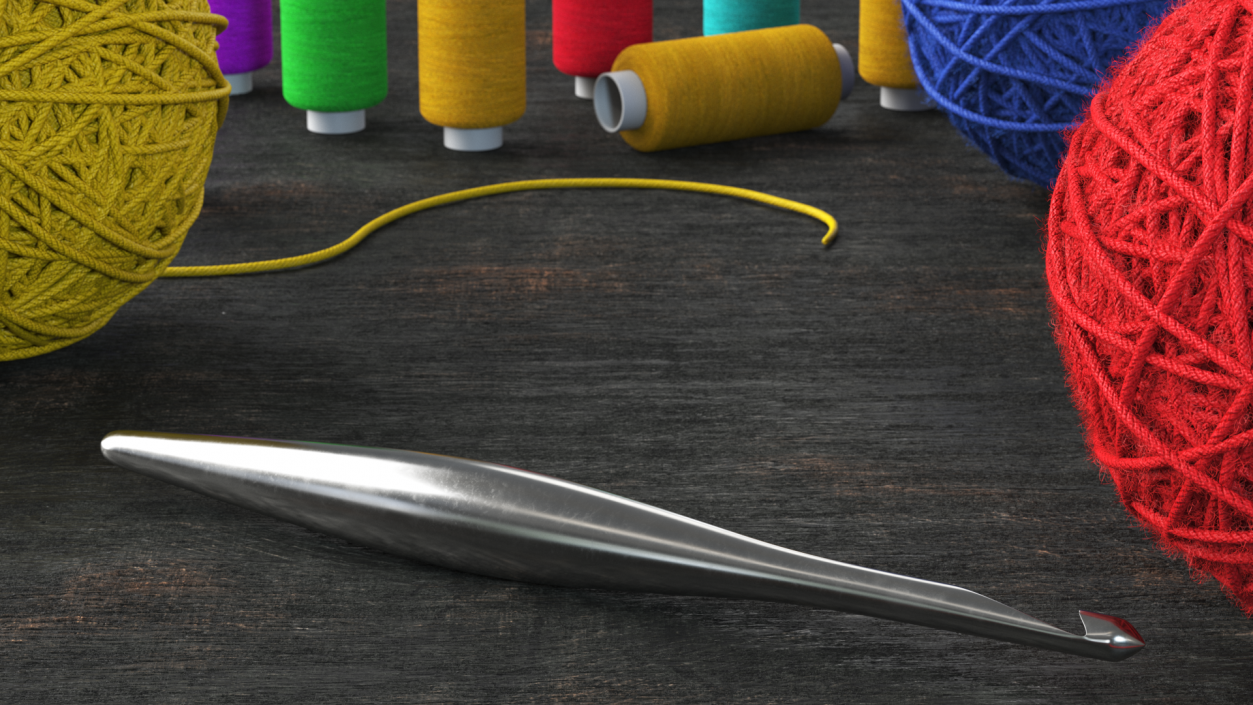 Crochet Hook Aluminium 3D