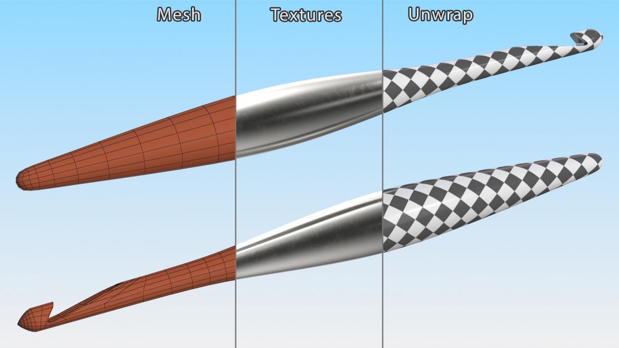 Crochet Hook Aluminium 3D