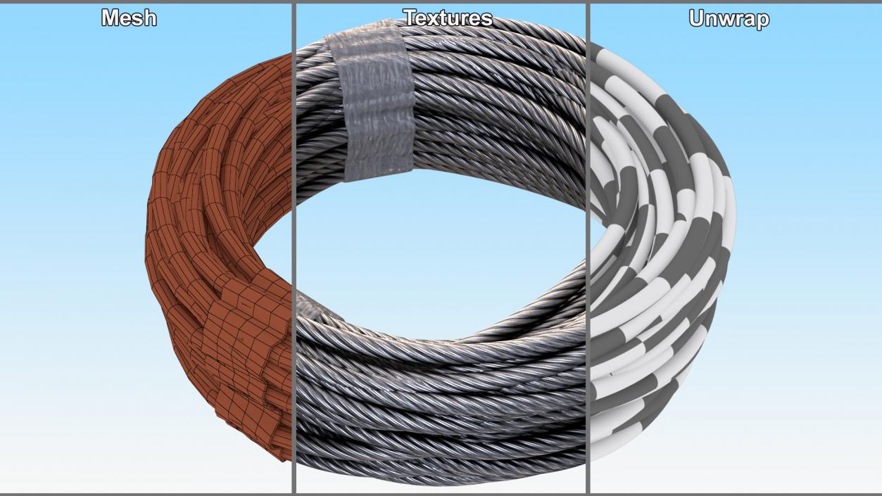 3D Galvanized Steel Wire Rope 2 model