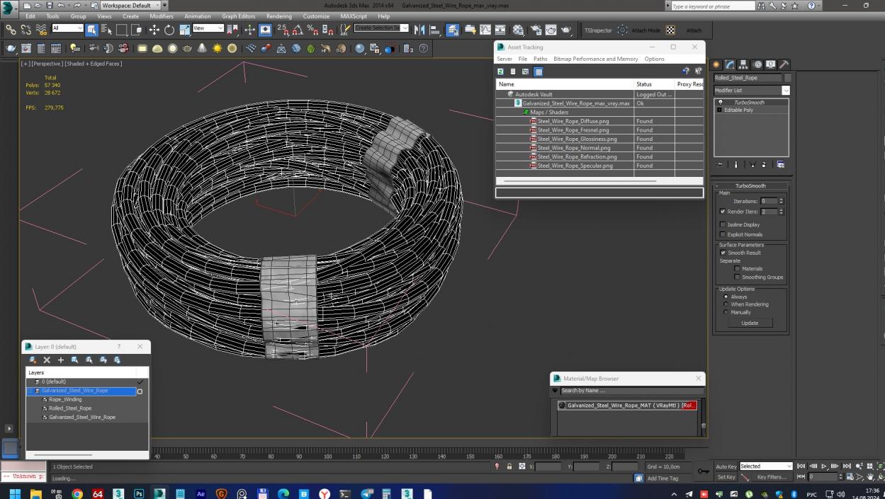 3D Galvanized Steel Wire Rope 2 model