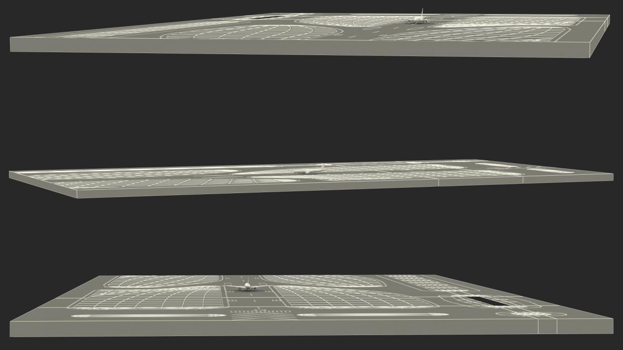 Airport Runway With Boeing 777 200 3D model