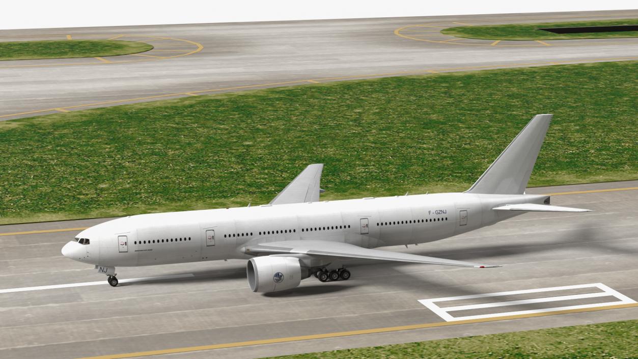 Airport Runway With Boeing 777 200 3D model