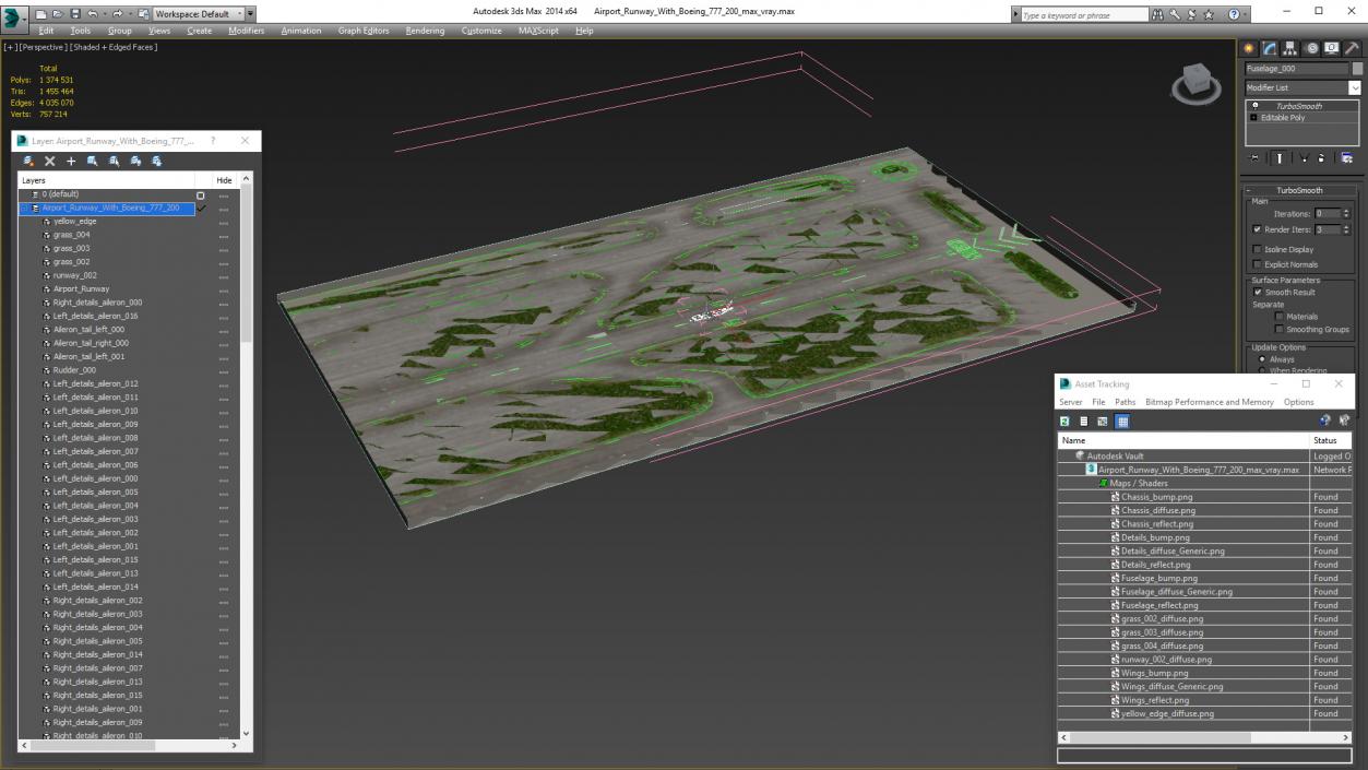 Airport Runway With Boeing 777 200 3D model