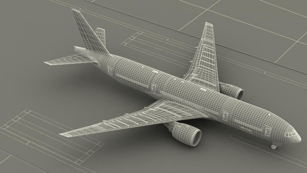 Airport Runway With Boeing 777 200 3D model