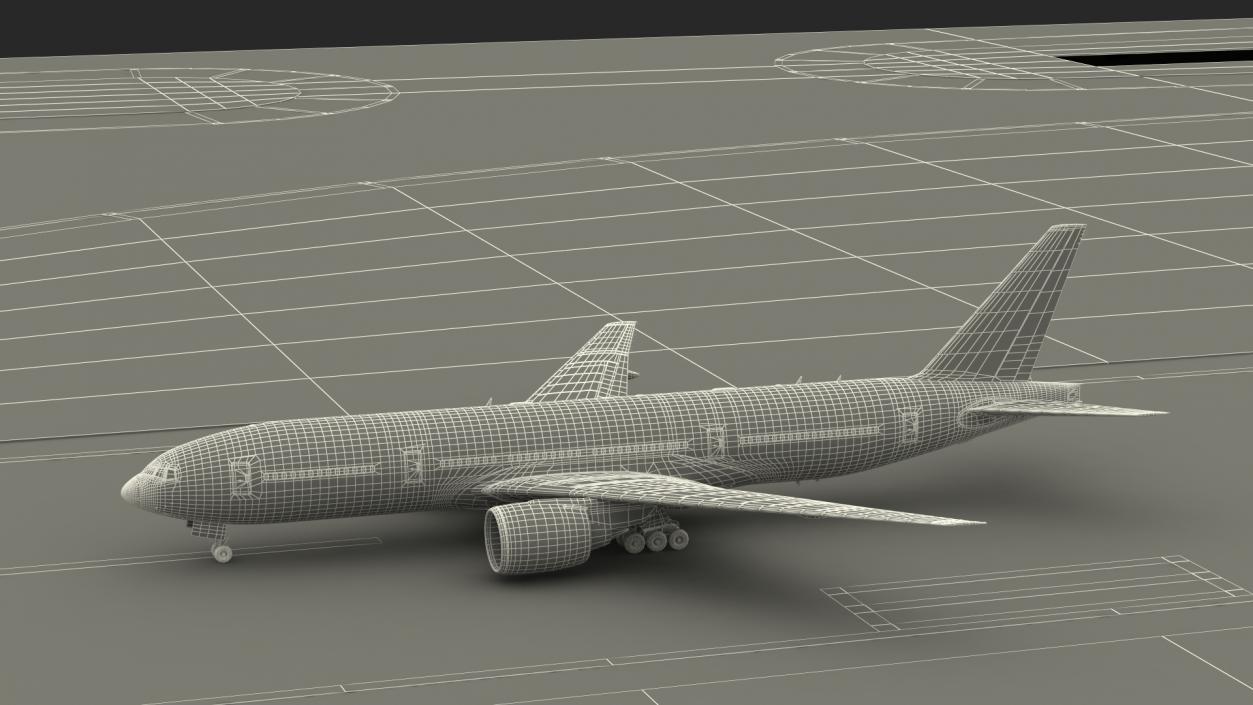 Airport Runway With Boeing 777 200 3D model