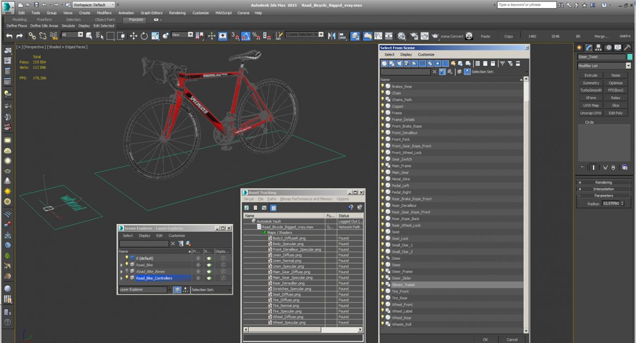 Road Bicycle Rigged 3D model