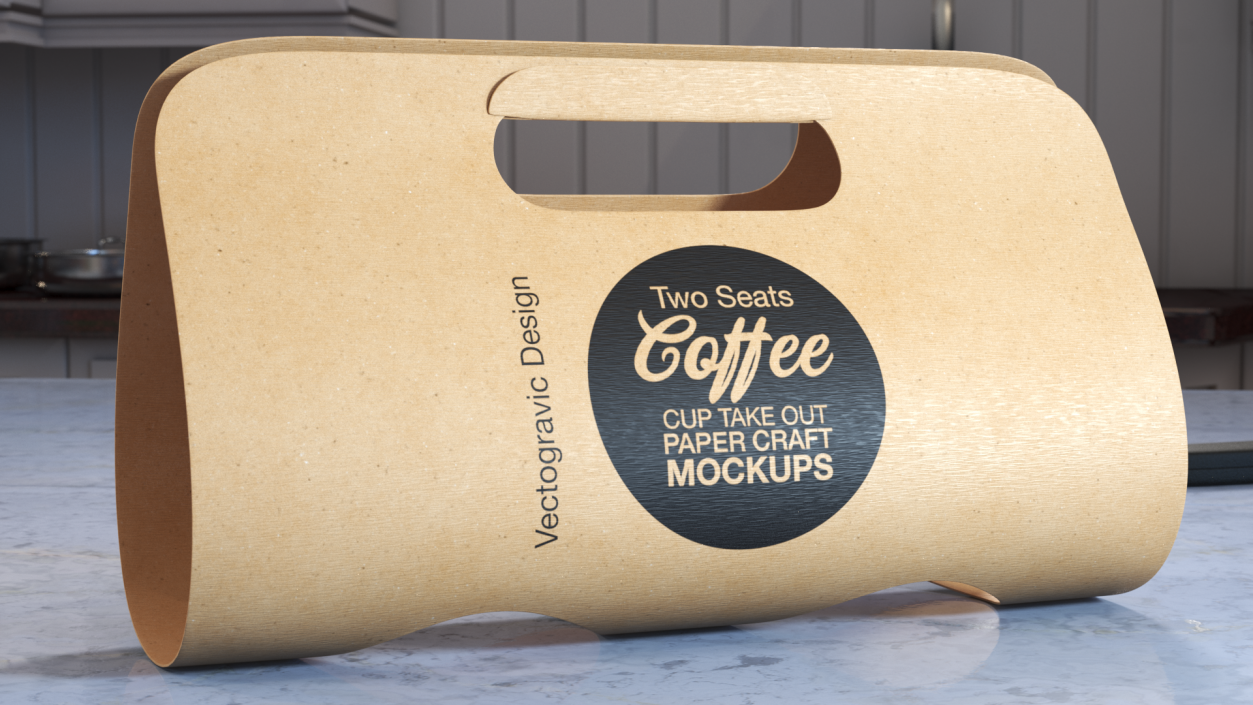 Mockup Two Seats Paper Cup Carrier 3D model