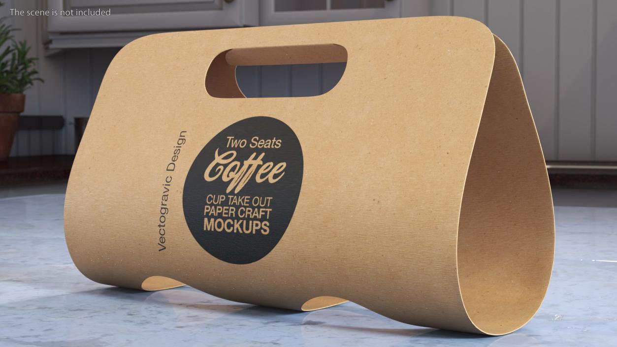 Mockup Two Seats Paper Cup Carrier 3D model