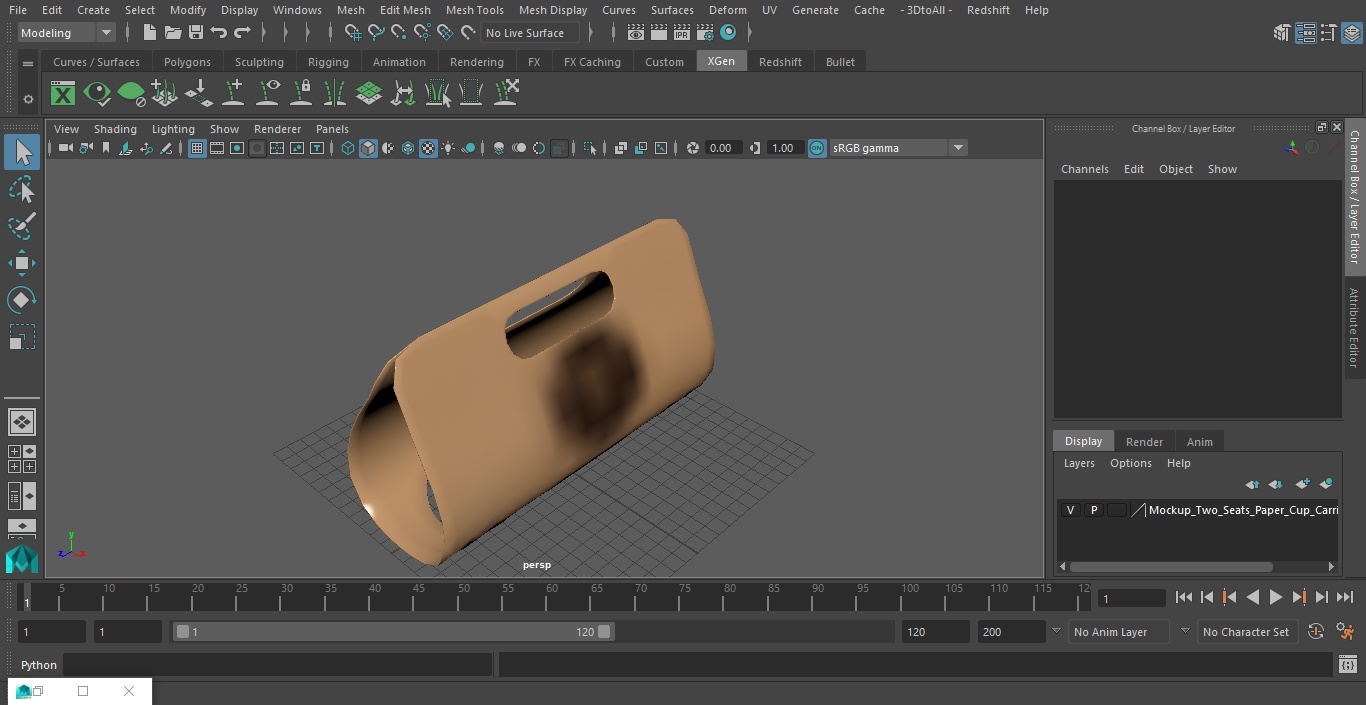 Mockup Two Seats Paper Cup Carrier 3D model