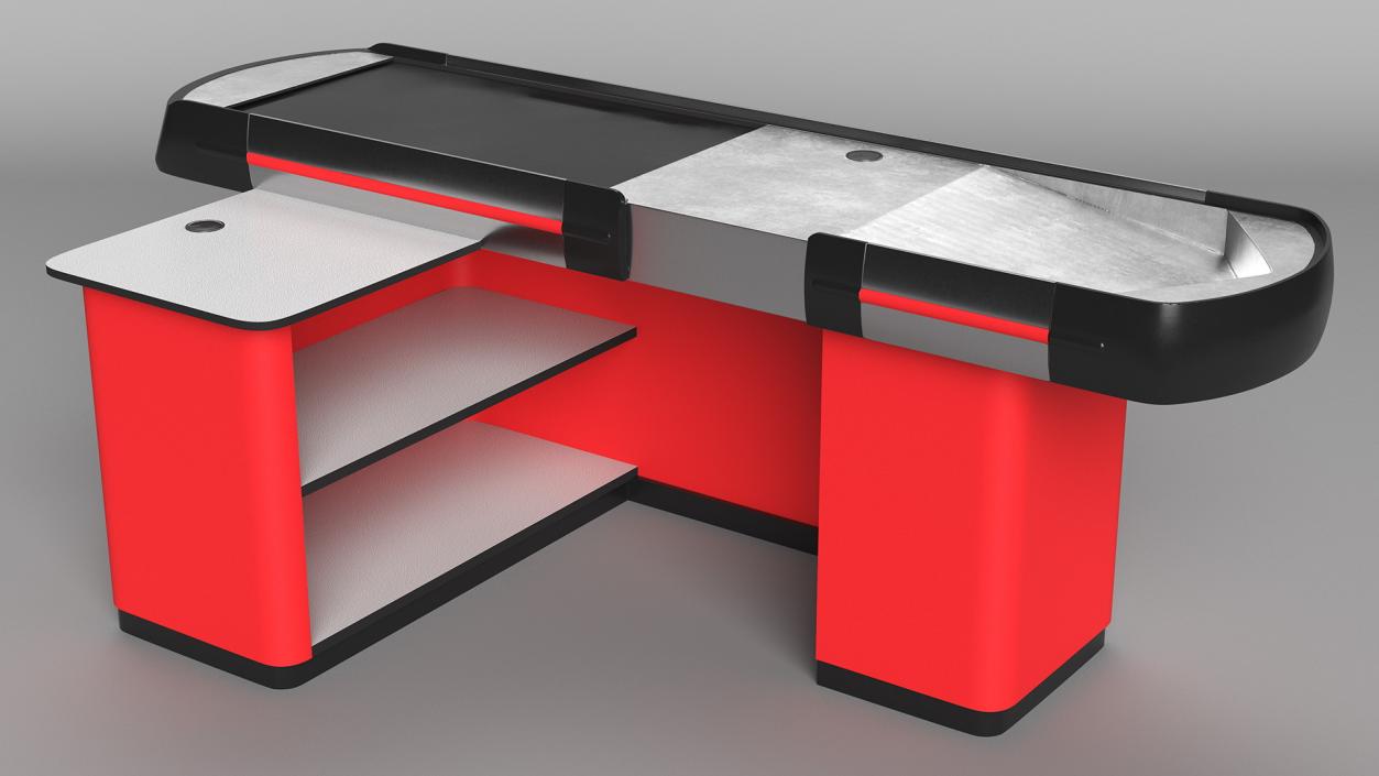 Supermarket Checkout Counters Set Red 3D