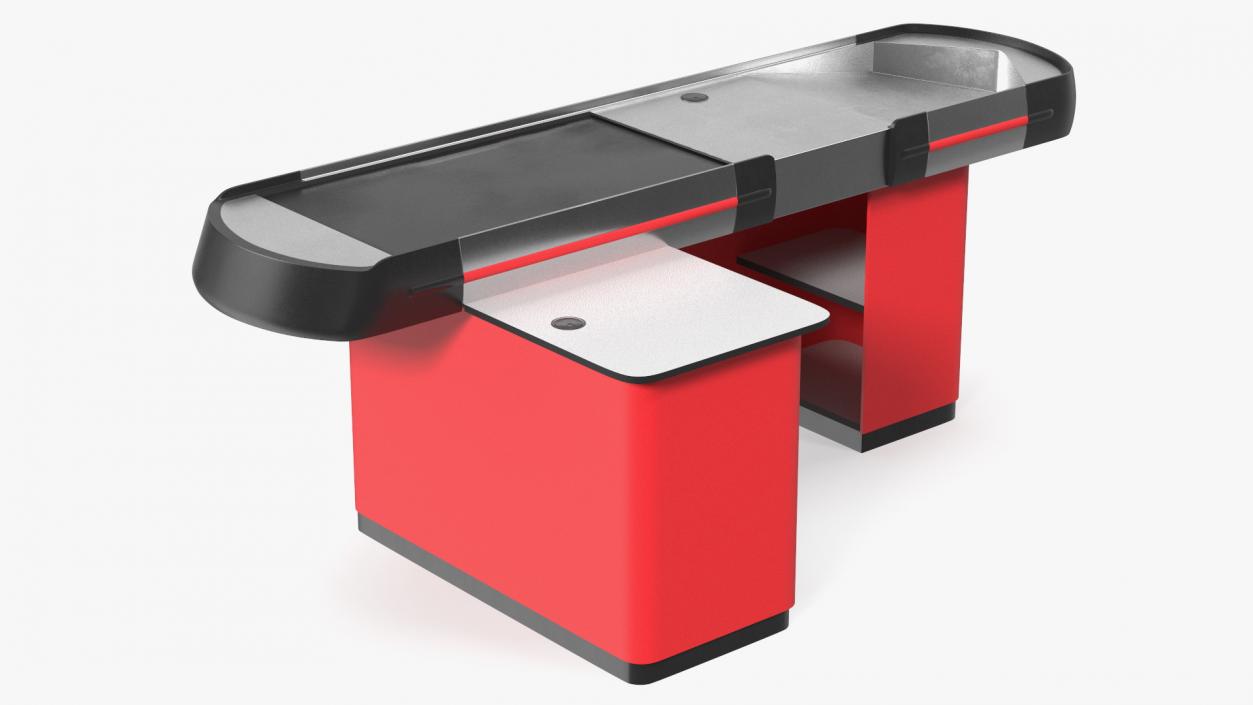 Supermarket Checkout Counters Set Red 3D