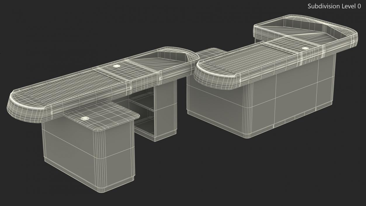 Supermarket Checkout Counters Set Red 3D