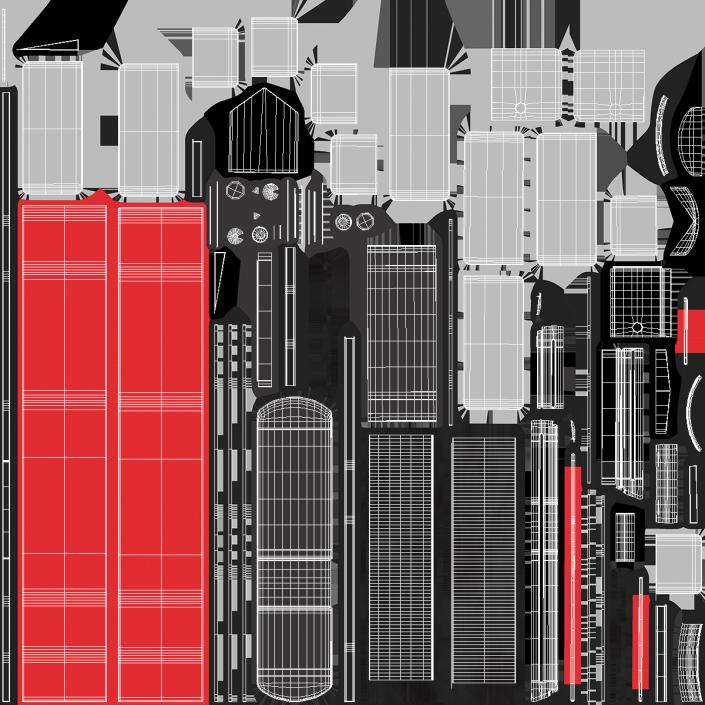 Supermarket Checkout Counters Set Red 3D