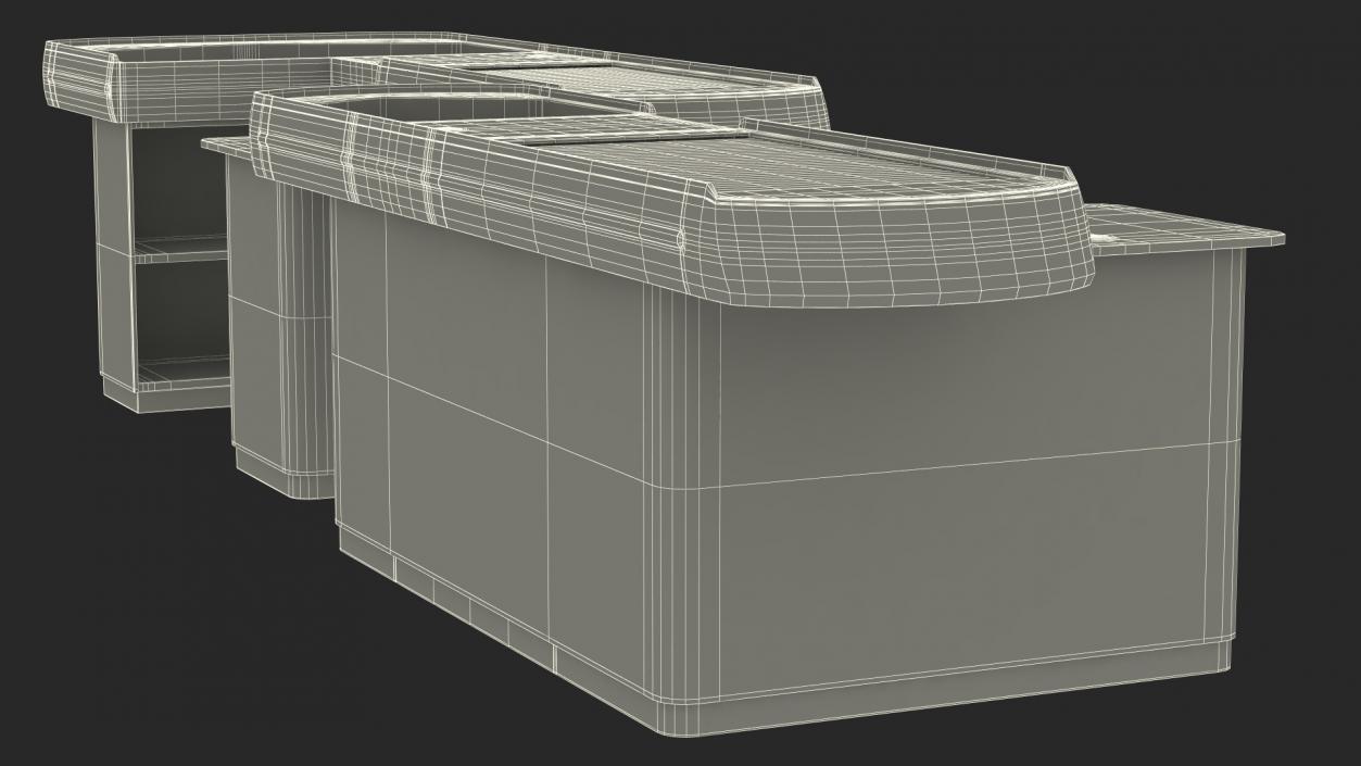 Supermarket Checkout Counters Set Red 3D