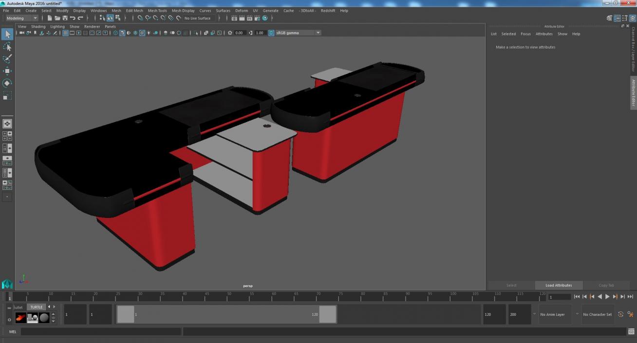 Supermarket Checkout Counters Set Red 3D