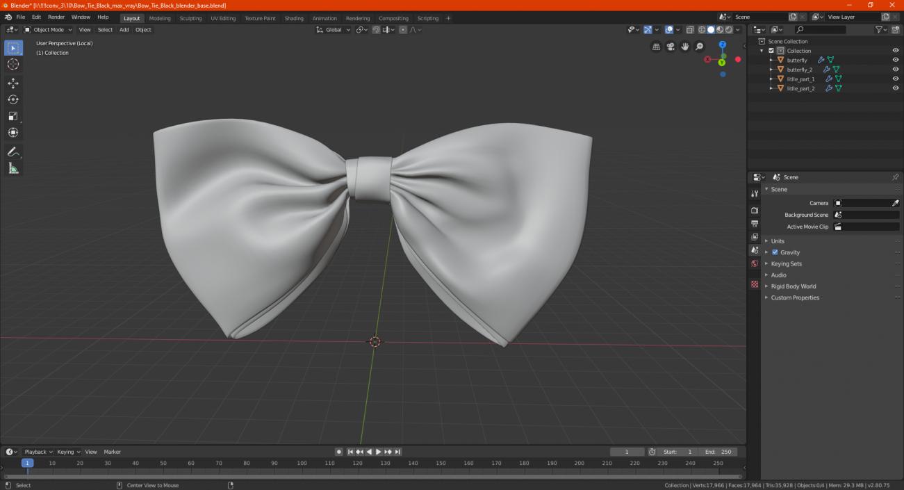 3D Bow Tie White model