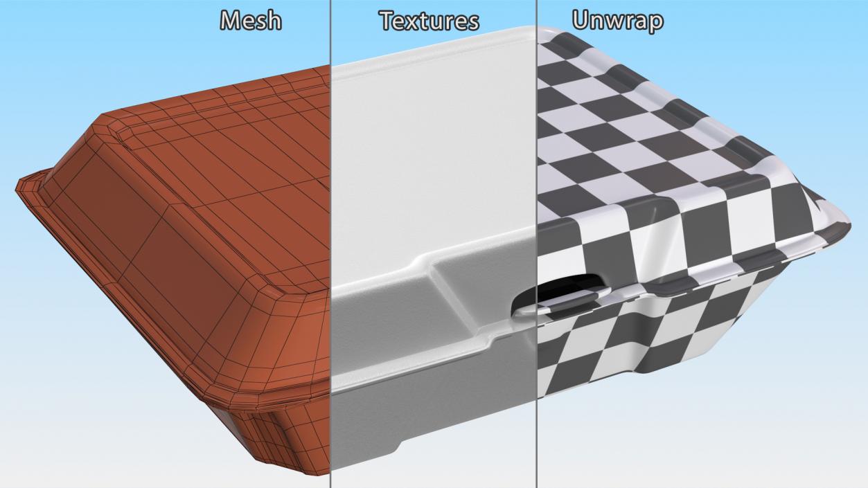 Disposable Food Tray Closed 3D