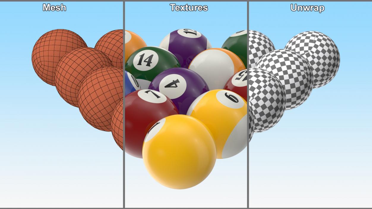 3D Billiard Balls Set model