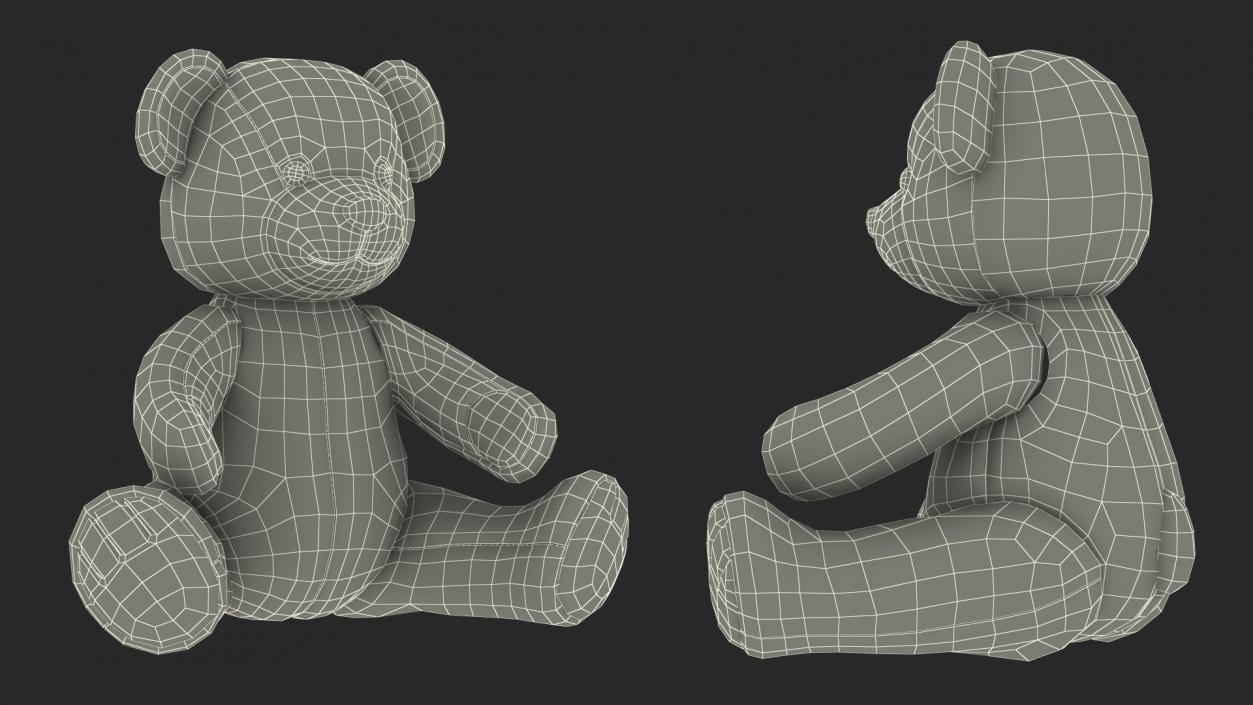 Teddy Bear Light Color Sitting Fur 3D model