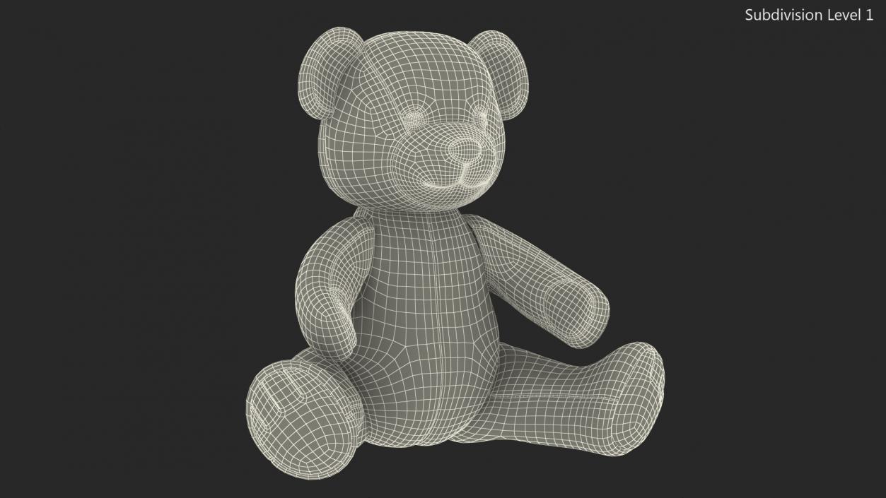 Teddy Bear Light Color Sitting Fur 3D model