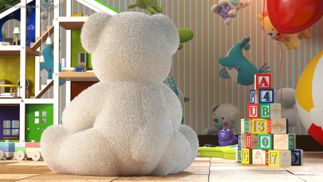 Teddy Bear Light Color Sitting Fur 3D model