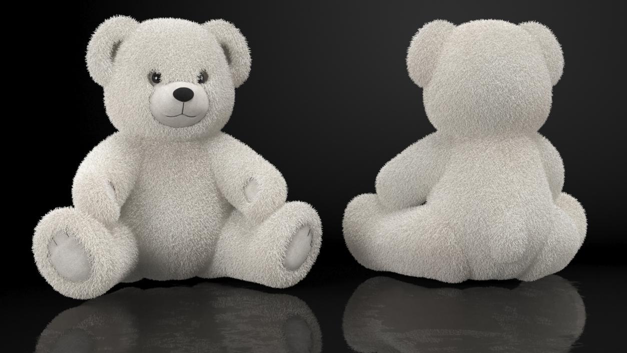 Teddy Bear Light Color Sitting Fur 3D model