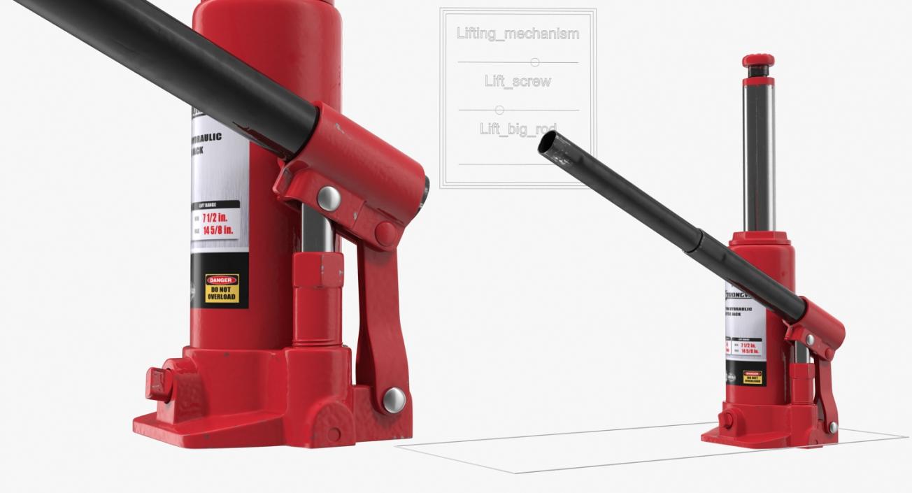 3D Hydraulic Bottle Jack Rigged model