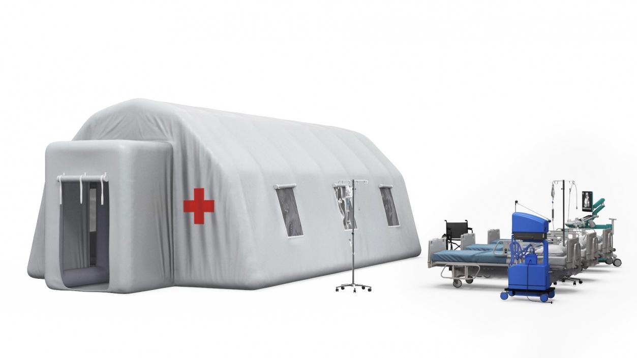 3D Inflatable Medical Tent with Equipment model