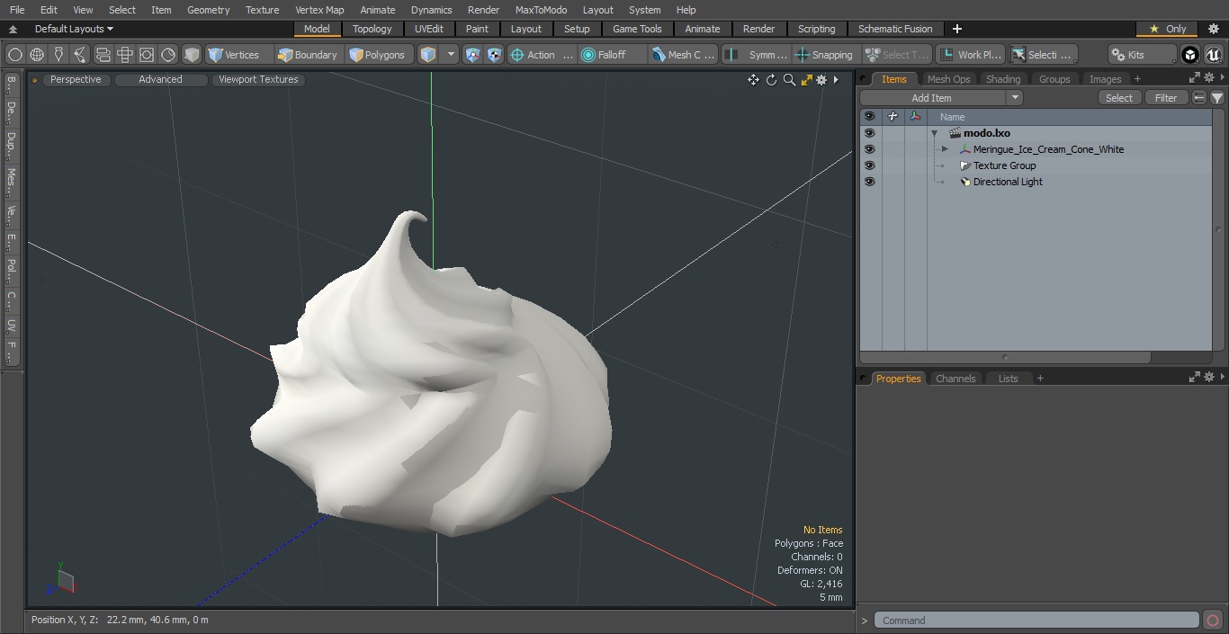 Meringue Ice Cream Cone White 3D model