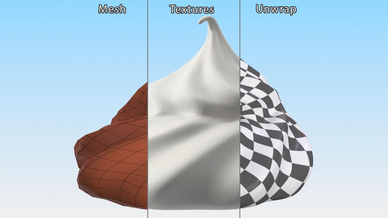 Meringue Ice Cream Cone White 3D model