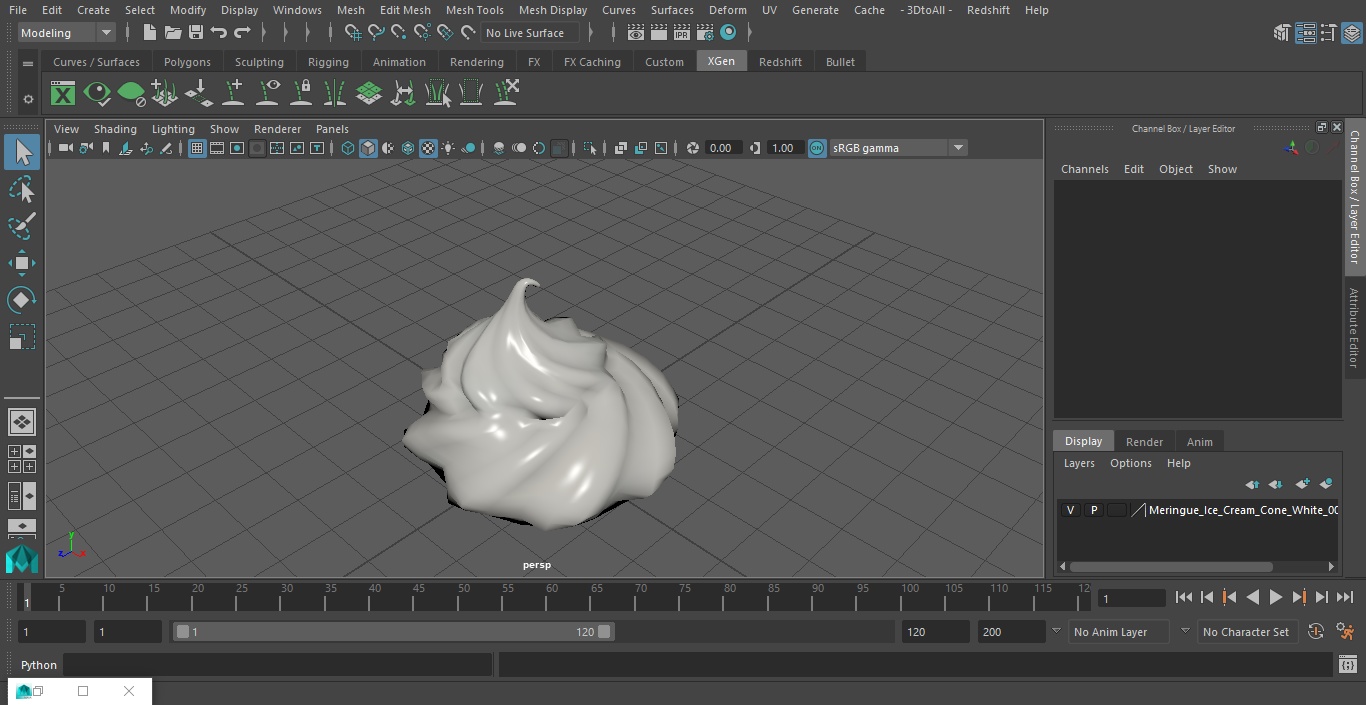 Meringue Ice Cream Cone White 3D model