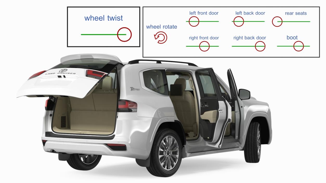 3D Toyota Land Cruiser 2022 Light Off Rigged